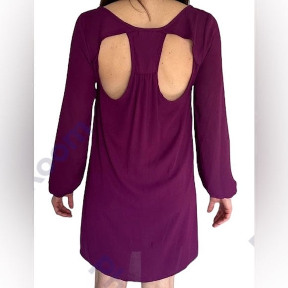 Anthropologie Everly Magenta Shift Long Sleeve Dress Size M - Picture 2 of 7